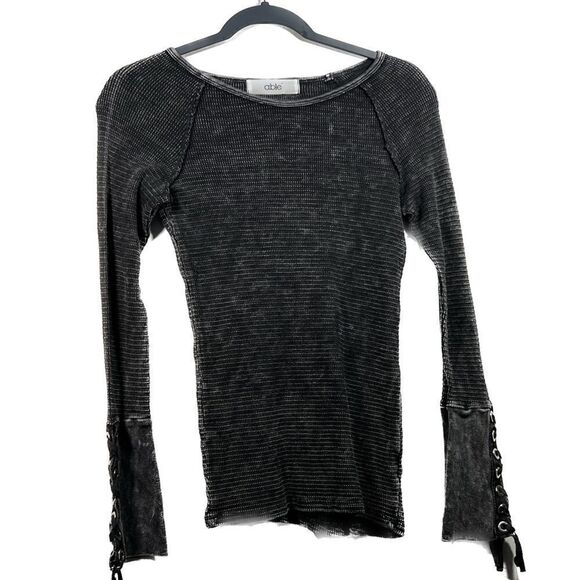 Able anthropology women’s extra small, ribbed, bell sleeve, crewneck, sweater - Picture 1 of 6